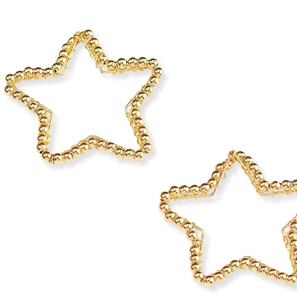 NWT SHINING BRIGHT GOLD METAL STAR EARRINGS SPECIAL FOR VALENTINE GIFT BIRTHDAY - Picture 2 of 12
